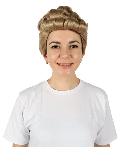 HPO Adult Women's 40s Wavy Blonde Vintage Wig | Halloween and Cosplay Wig | Flame-retardant Synthetic Fiber