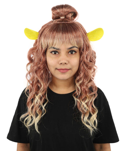 HPO Women's Fairytale Ogre Roleplay Brown Wig | Flame-resistant Synthetic Fiber with Capless Cap| Ideal for party, Halloween, cosplay, theater, drag, performance, costume events