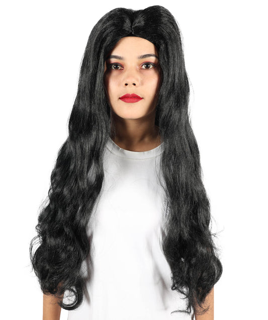 Celine Fantasy Warrior Wig | Extra Long Layered Black Hairpiece with Side Bangs | Cosplay, Halloween, Party & Stage-Ready Costume Wig