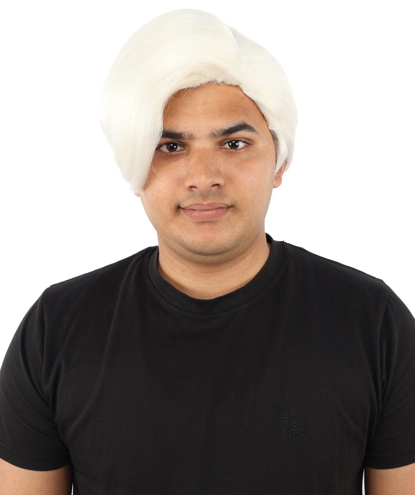 HPO Adult Men's Short Black Side Swept Wig | Thick Layered Bangs with Natural Texture,  Adjustable Cap | Halloween, Themed Party, Stage Performance & Roleplay