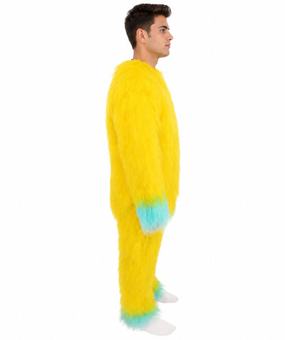 HPO Adult 74 Inch Full Animal Monster Bundle Costume & Mask Set – Yellow & Blue Furry Outfit with Screaming Head Mask | Ideal for Mascot Shows, Theater & Party Characters