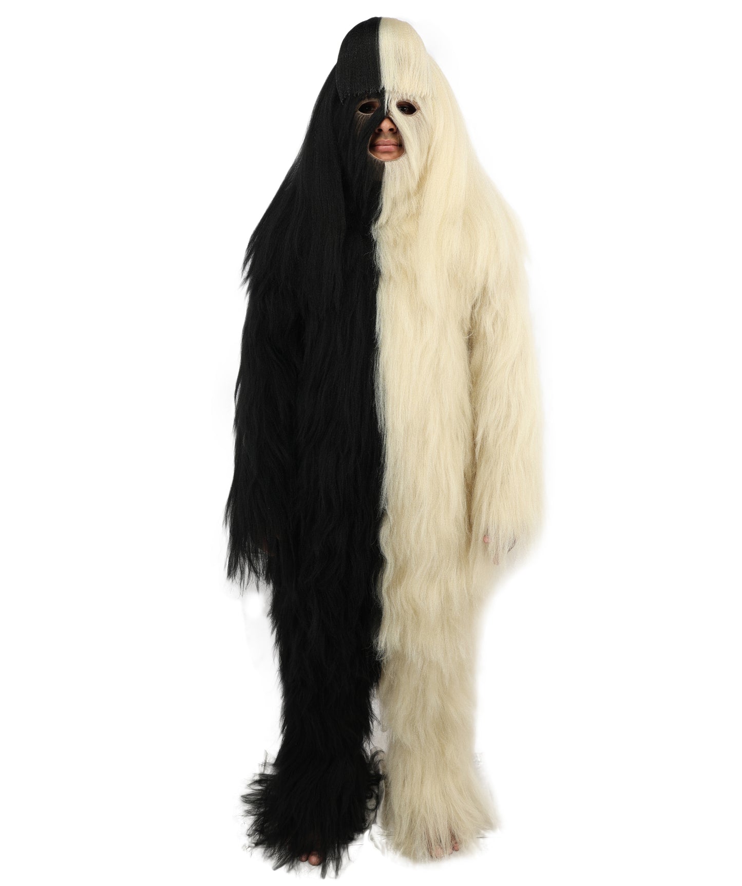 HPO  Extreme Hairy Person Two Part Costume, Mask and Bundle Set - Full-Body Hair Suit Extra-Long Costume Wig for Halloween, Cosplay & Parties - Multiple Color Options