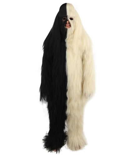 HPO  Extreme Hairy Person Two Part Costume, Mask and Bundle Set - Full-Body Hair Suit Extra-Long Costume Wig for Halloween, Cosplay & Parties - Multiple Color Options
