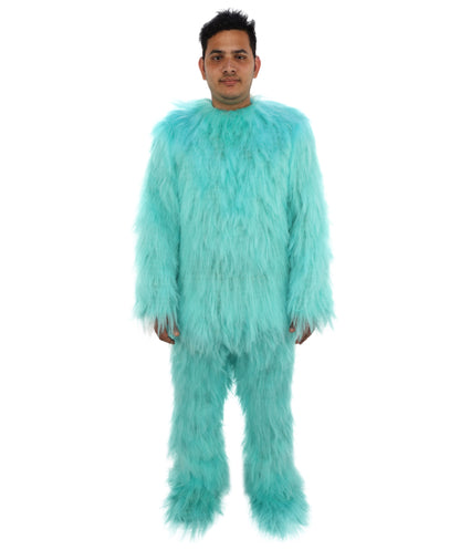 HPO Unisex Blue Furry Monster Costume, Mask and Bundle Set | Full Body Fur Costume with Matching Mask | Soft Plush Halloween Cosplay Outfit for Parties, Mascots & Performers