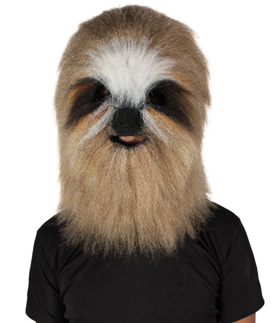 HPO Unisex Cozy Furry Sloth Brown Mascot Mask| Best for Halloween | Flame-retardant Synthetic Fiber