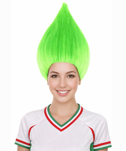 Troll Style Unisex Wig Santa's helper Neon Green Kids Wig | HPO