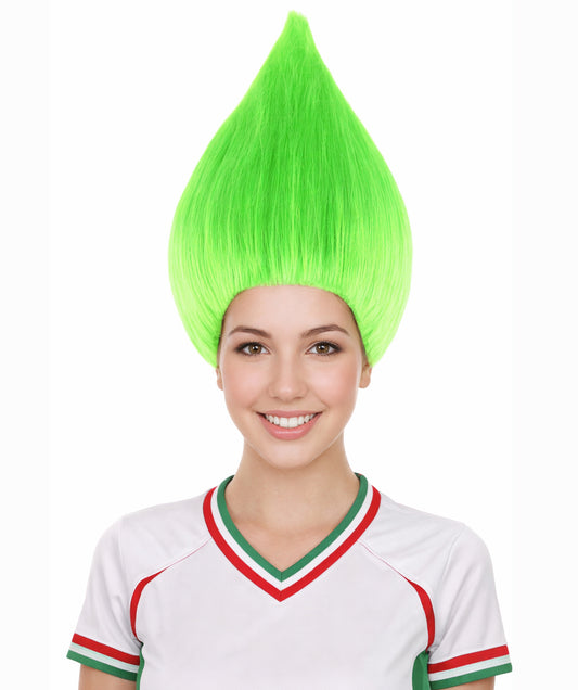 Troll Style Unisex Wig Santa's helper Neon Green Kids Wig | HPO