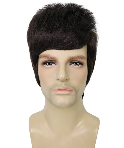 HPO Men's 80'S Rock Star Noel Gallagher-Inspired Short Straight Brown Wigs, Classic Brit pop Look for Halloween & Costumes, Breathable Caples Cap Flame-Retardant Synthetic Fiber Hair