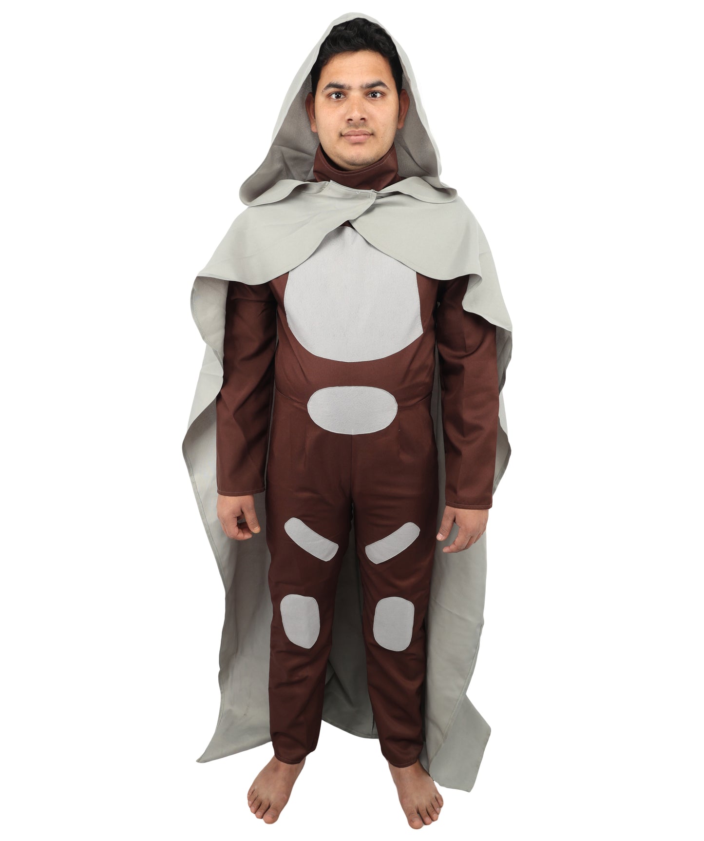 HPO Men's Fictional Character Long Grey & Brown Costume, Perfect for Halloween, Flame-retardant Synthetic Fabric