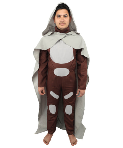 HPO Men's Fictional Character Long Grey & Brown Costume, Perfect for Halloween, Flame-retardant Synthetic Fabric