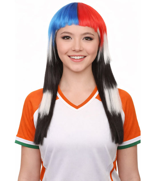 South Korea Flag Sport Party Long Bob Wig | Premium Breathable Capless Cap