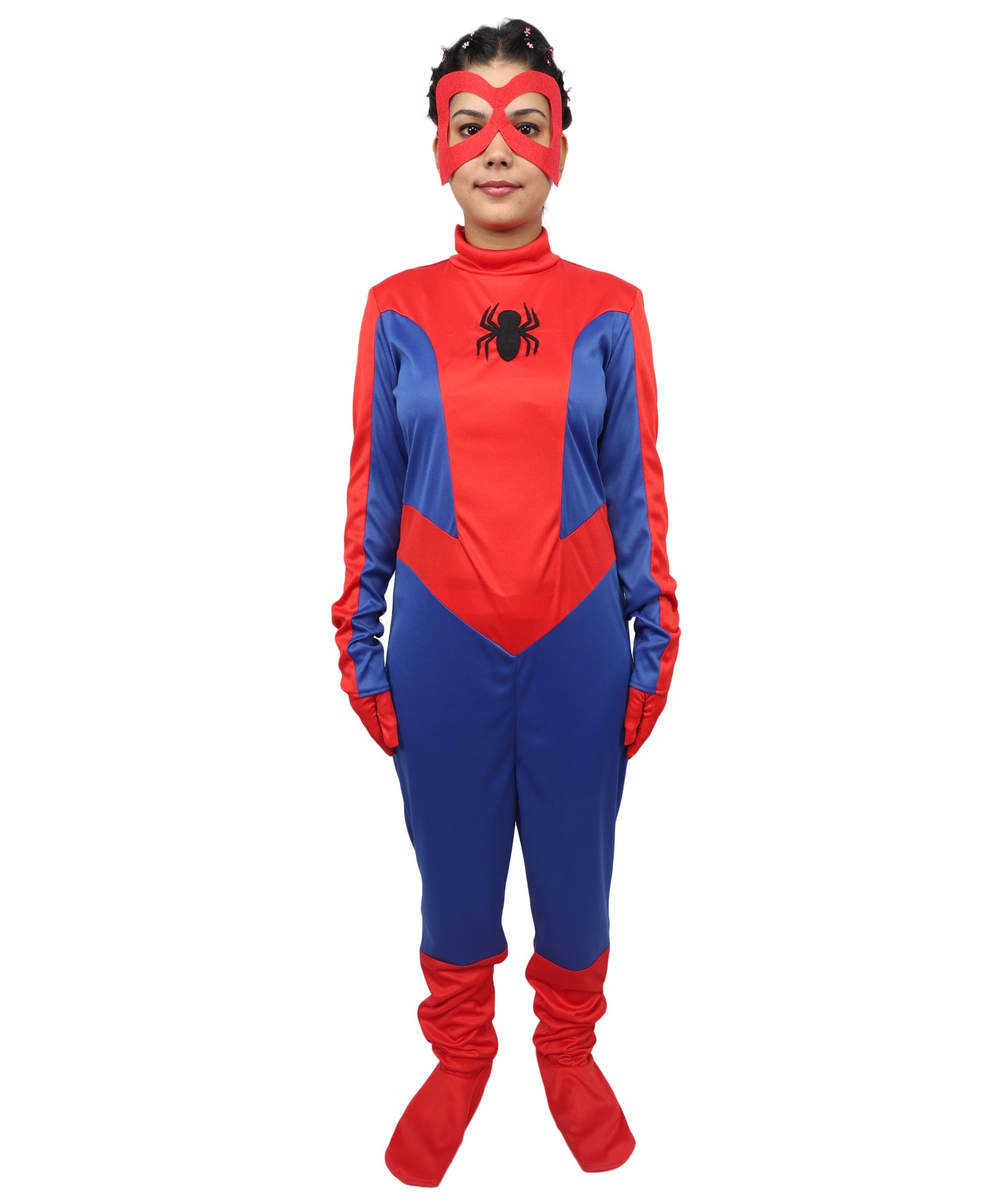 HPO Red & Blue Web Hero Women’s Costume – Superhero Inspired Bold Color Contrast Outfit | Dynamic Presence for Parties