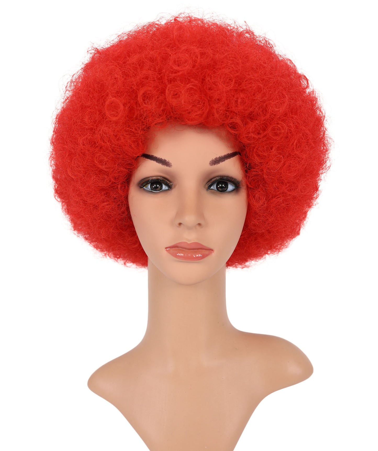 HPO Unisex Turkey Flag Clown Wig – Red & White Afro Style | Turkey Flag Clown Wig for Sports Fans, National Events & Theme Parties