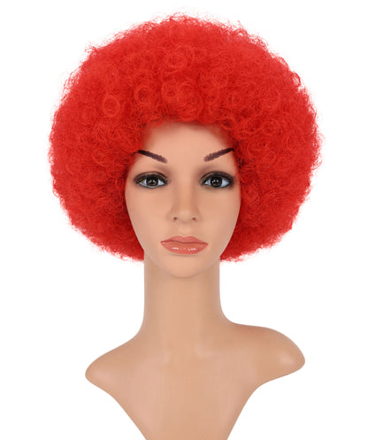 HPO Unisex Turkey Flag Clown Wig – Red & White Afro Style | Turkey Flag Clown Wig for Sports Fans, National Events & Theme Parties