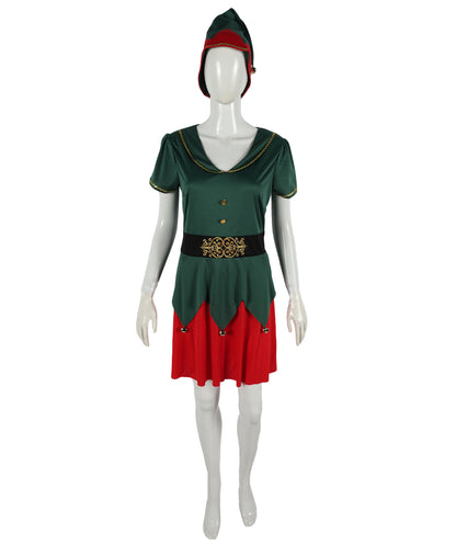 HPO Adult Women’s Elf Costume | Red & Green Christmas Outfit | Holiday Party, Cosplay & Themed Event Costume