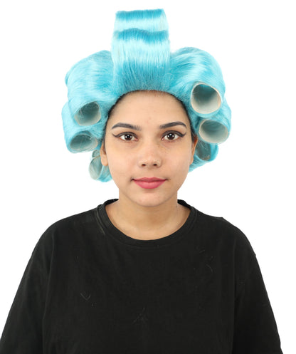 HPO Adult Women's Retro Roller Set Pink Wig | Multiple Color Options, create of synthetic fiber, large cylindrical curler texture, capless cap | Party, Halloween, theater, drag, performance, costume events