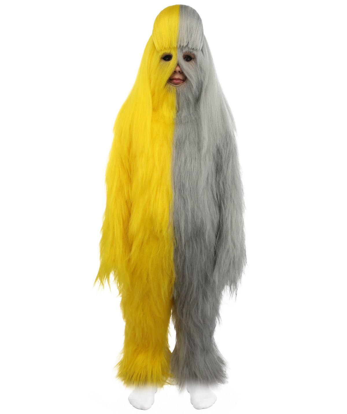 HPO Teen Extreme Hairy Person Two Part Costume, Mask and Bundle Set - Full-Body Hair Suit Extra-Long Costume Wig for Halloween, Cosplay & Parties - Multiple Color Options