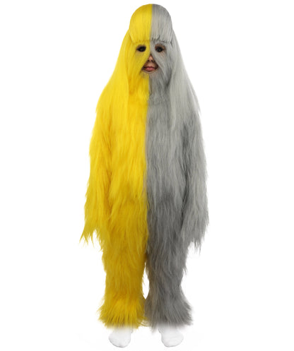 HPO Teen Extreme Hairy Person Two Part Costume, Mask and Bundle Set - Full-Body Hair Suit Extra-Long Costume Wig for Halloween, Cosplay & Parties - Multiple Color Options