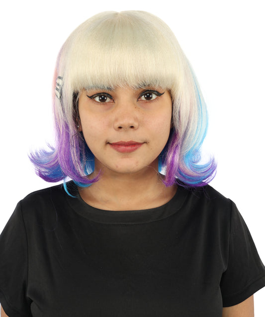 HPO Women's Flipped Ends Bob Wig | Multi tone smooth synthetic fibers with bell shape flared tips and capless base | Essential for theatrical stage drag performance costume events and party