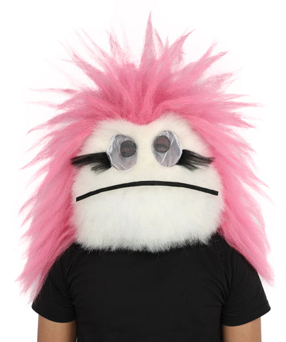 HPO Unisex Spiky Monster Headwear Costume Bundle & Mask Set | Pink spiked top with black and white striped body voluminous flame-retardant synthetic fiber mask construction | Party, Halloween, cosplay, theater, drag, performance, costume events