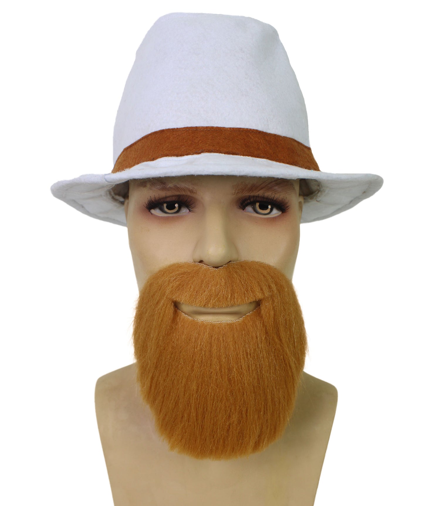 HPO Adult Men’s Novelty Brown Realistic Full Circle Goatee Beard | Stick-On Costume Facial Hair for Halloween | Flame-retardant Synthetic Fiber