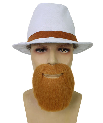 HPO Adult Men’s Novelty Brown Realistic Full Circle Goatee Beard | Stick-On Costume Facial Hair for Halloween | Flame-retardant Synthetic Fiber