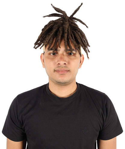 HPO Men’s American Rapper Dark Blue Dreadlock Updo Wig I Non-flammable Synthetic Fiber Wig