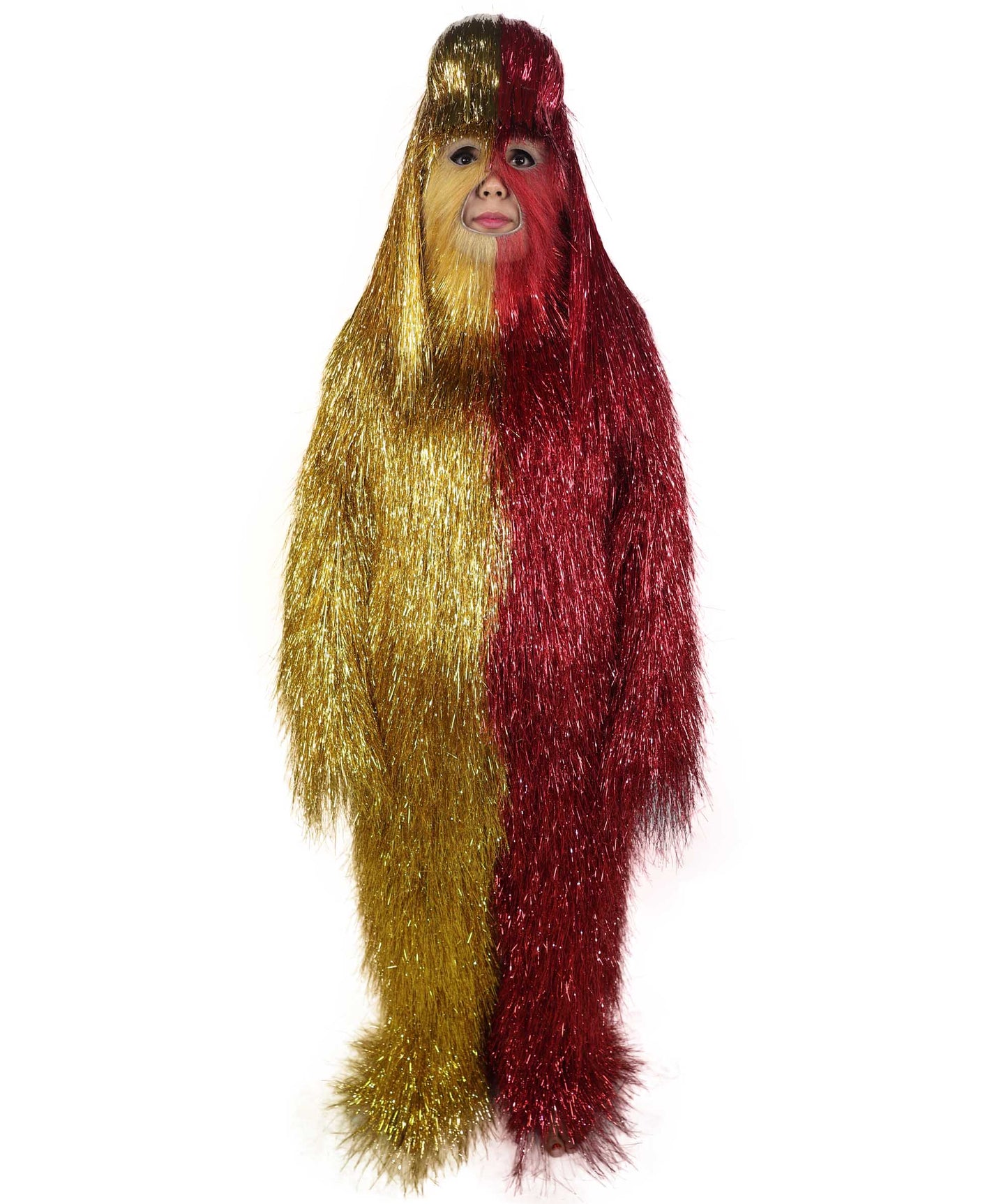HPO Teen Extreme Hairy Two Part Costume Bundle & Mask Set - Full-Body Hair Suit Extra-Long Costume Wig for Halloween, Cosplay & Parties - Multiple Color Options