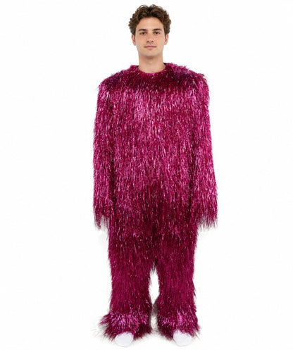 HPO UnisexTinsel Hairy Costume, Bundle & Mask Set | Full-Body Suit & Matching Mask | Long Hair Funny Costume for Halloween, Performers, Cosplay & Mascots | Multicolor Options