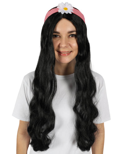 HPO Women's 60's Long Multiple Hippie Groovy Wig, Flame-retardant Synthetic Fiber