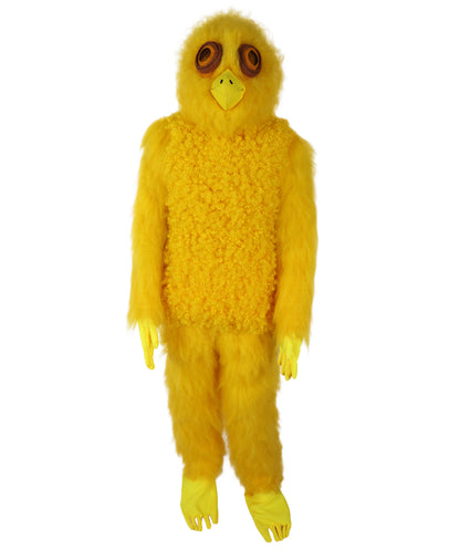 HPO Adult Unisex Yellow Big-Eyed Creature Fur Costume, Bundle With Mask Set | Full Body Fantasy Animal Suit for Halloween, Themed Events