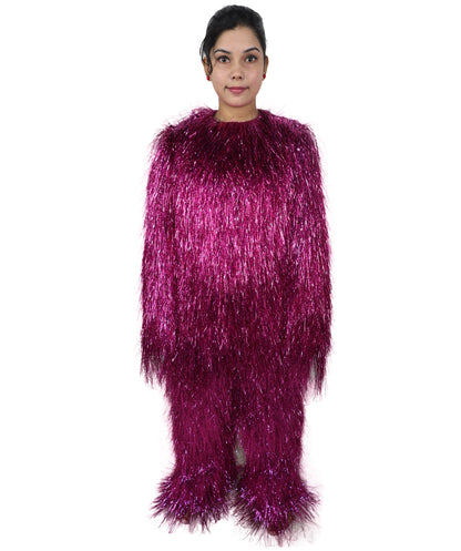 HPO Unisex Teen Extreme Tinsel Hairy Person Costume Bundle & Mask Set - Full-Body Tinsel Hair Suit Extra-Long Costume Wig for Halloween, Cosplay & Parties - Multiple Color Options