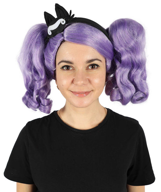 HPO Women's Long Puffy Purple High Pigtails Wig with Accesories | Halloween Wig | Flame-retardant Synthetic Fiber