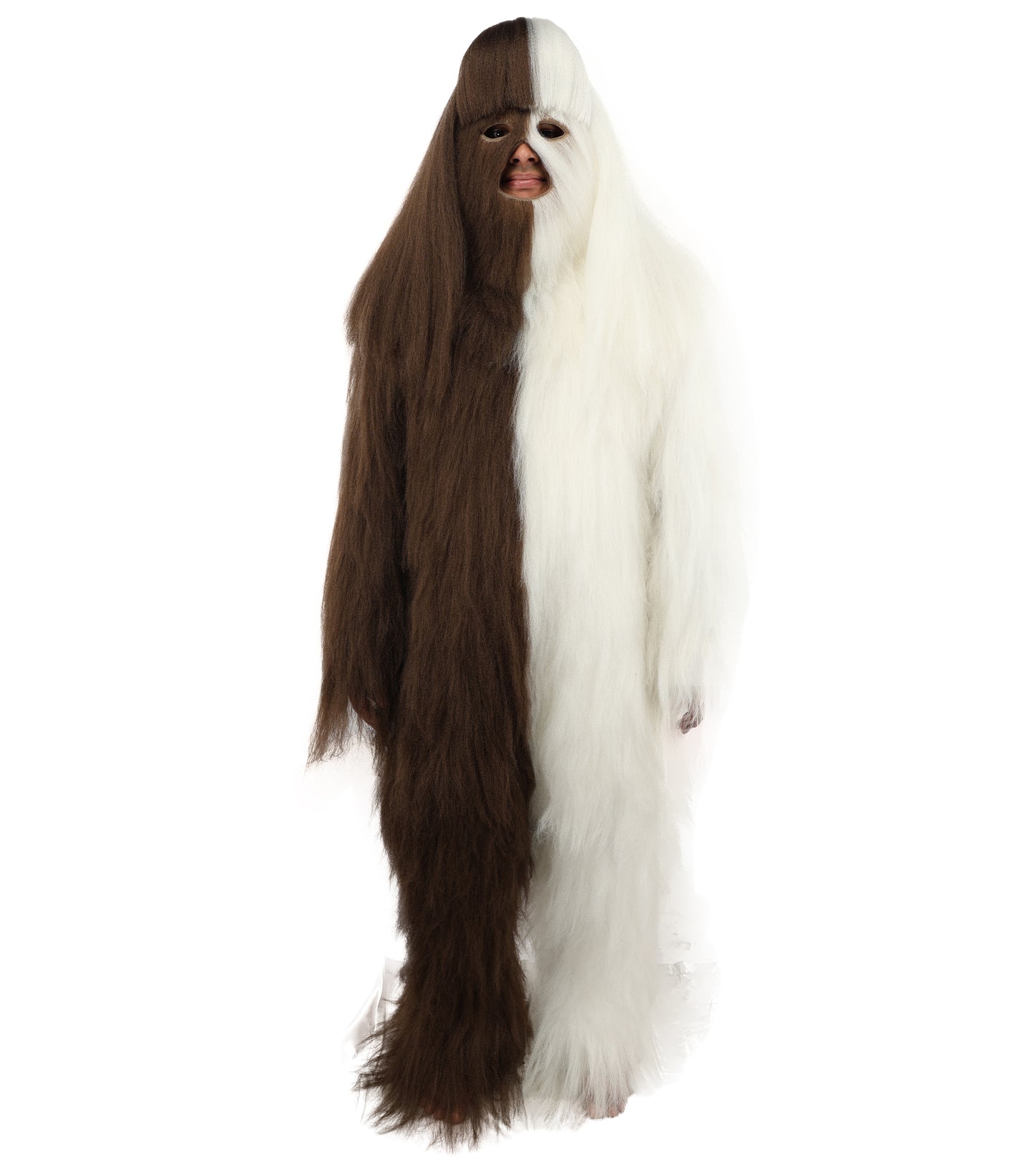 HPO  Extreme Hairy Person Two Part Costume, Mask and Bundle Set - Full-Body Hair Suit Extra-Long Costume Wig for Halloween, Cosplay & Parties - Multiple Color Options