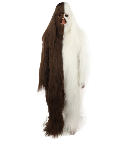 HPO  Extreme Hairy Person Two Part Costume, Mask and Bundle Set - Full-Body Hair Suit Extra-Long Costume Wig for Halloween, Cosplay & Parties - Multiple Color Options