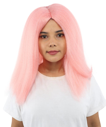 HPO Adult Women's Long Rounded Cartoon Hair Wig | Multiple Color Options | Bubble Bob, Deep Side Part, Heat Friendly Synthetic Strands & Breathable Net | Fancy Dress, Stage Show, Animated Character Events, Halloween & Festival