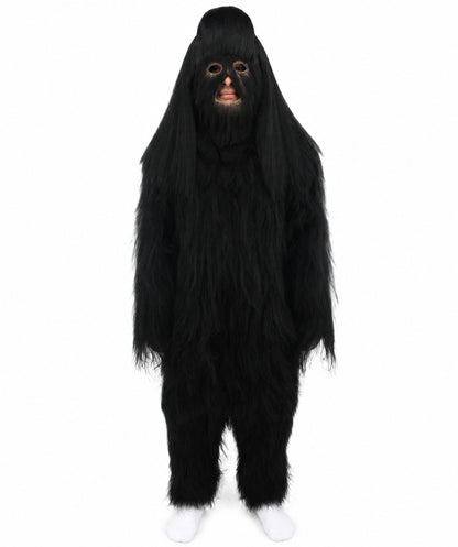 HPO Unisex Extreme Hairy Person Costume, Mask and Bundle - Full-Body Hair Suit Extra-Long Ash Brown Costume Wig for Halloween, Cosplay & Parties