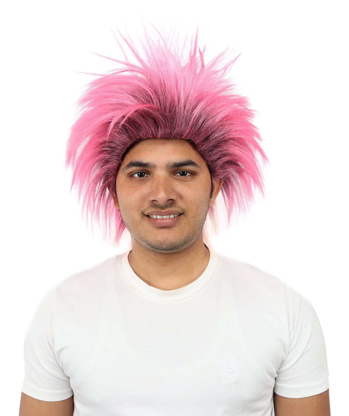 HPO Men's Party Punk Wig | Medium Spiky Multicolor Hairstyle with Adjustable Straps & Synthetic Fibers for Cosplay, Halloween, Carnival & Parties