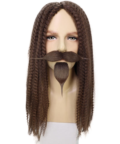 HPO Men's Curly Musketeer Wig Beard & Mustache Set | Multicolor Options | Halloween and Cosplay Wig | Flame-retardant Synthetic Fiber