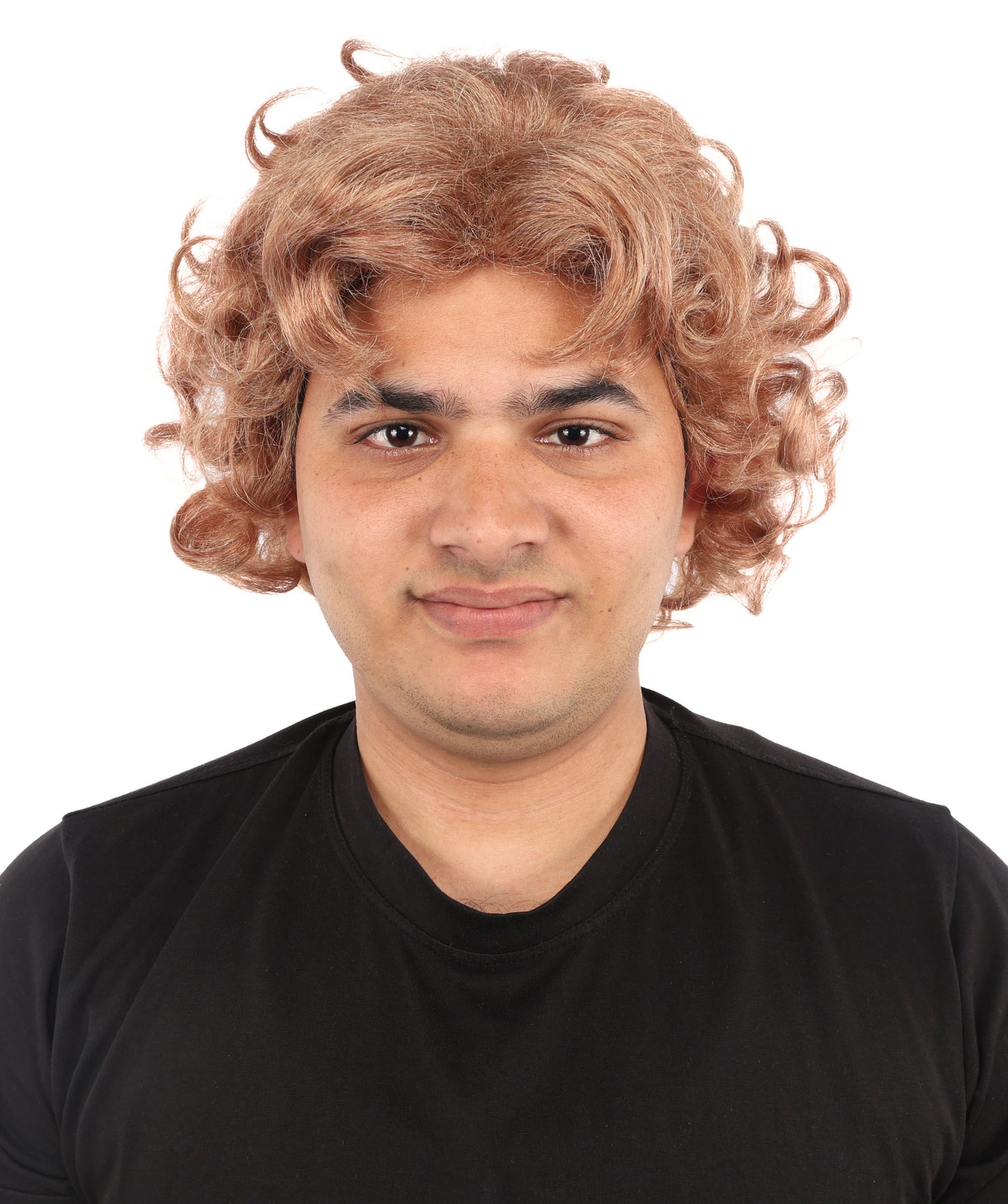 HPO Men's Animated Character 11 Inch Golden Blonde Curly Wig | Capless Flame-Resistant Synthetic | Fantasy Hero Costume Hair