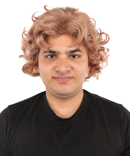 HPO Men's Animated Character 11 Inch Golden Blonde Curly Wig | Capless Flame-Resistant Synthetic | Fantasy Hero Costume Hair