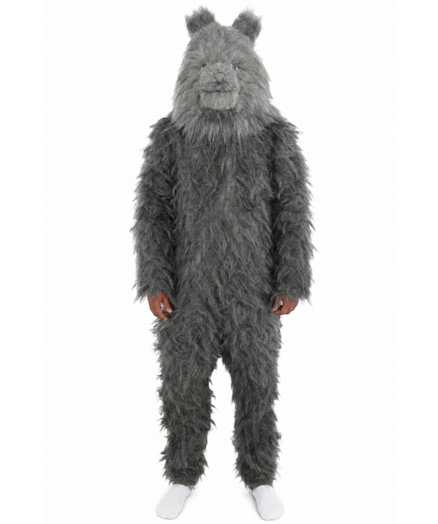HPO Unisex Dark Grey Wolf Mascot Costume Bundle & Mask Set | Realistic Animal Full Coverage Outfit | Crafted for Parties and Cosplay events