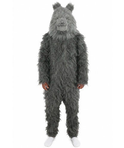HPO Unisex Dark Grey Wolf Mascot Costume Bundle & Mask Set | Realistic Animal Full Coverage Outfit | Crafted for Parties and Cosplay events