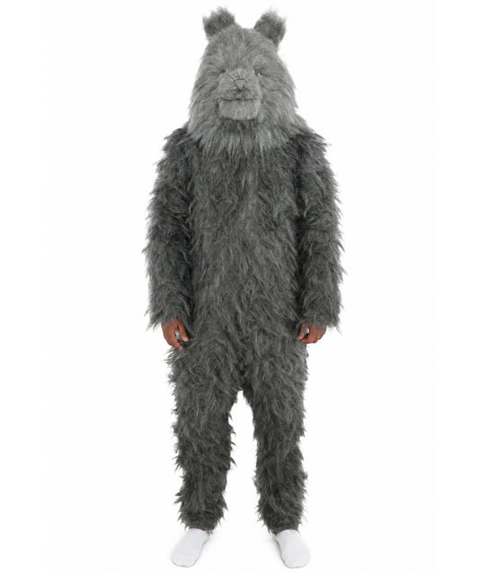 HPO Unisex Dark Grey Wolf Mascot Costume Bundle & Mask Set | Realistic Animal Full Coverage Outfit | Crafted for Parties and Cosplay events