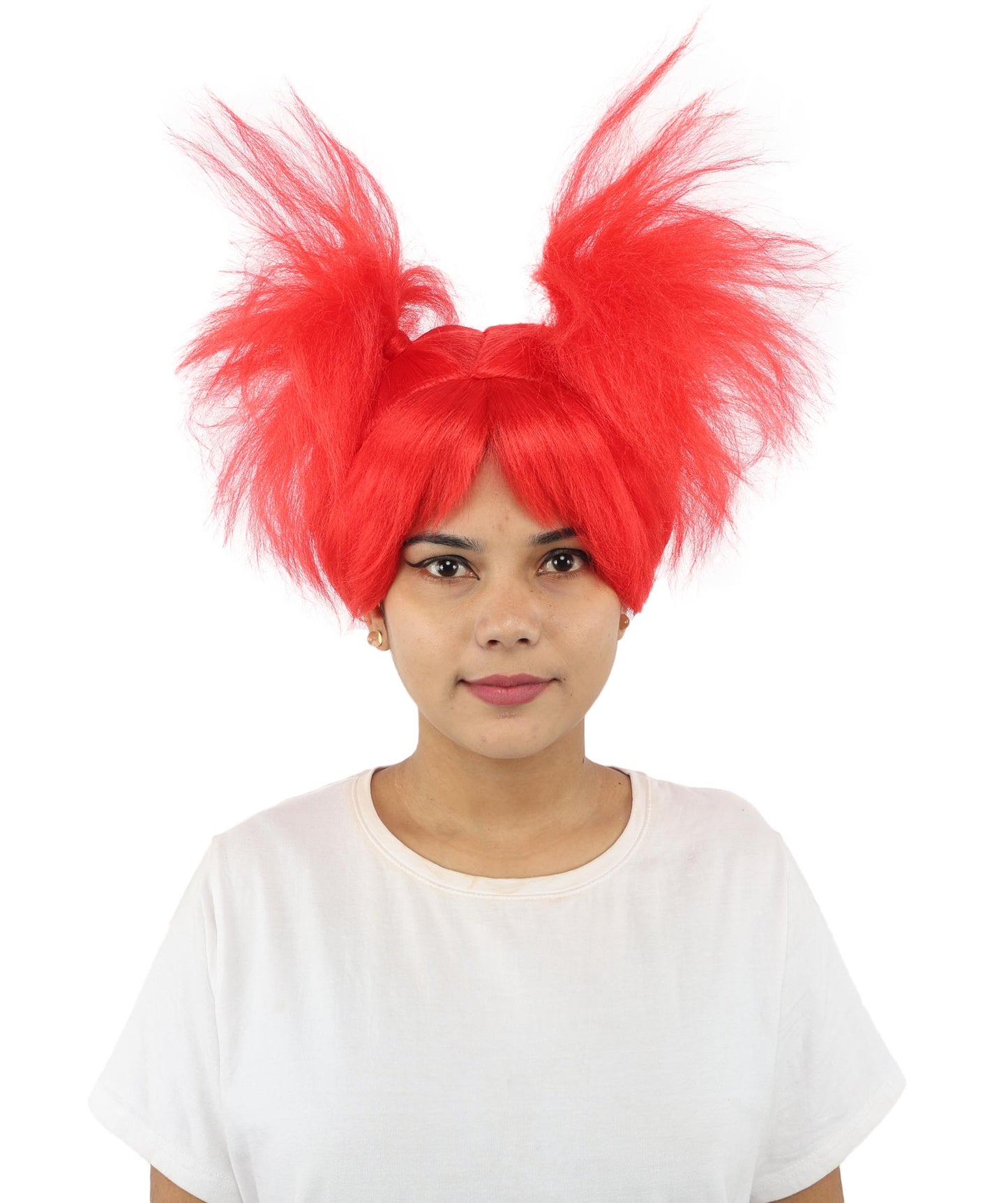 HPO Women’s 15-Inch Orange Spiky Troll Wig | Fun Animated Character | Bright and Bold Look for Halloween, Cosplay, and Themed Party