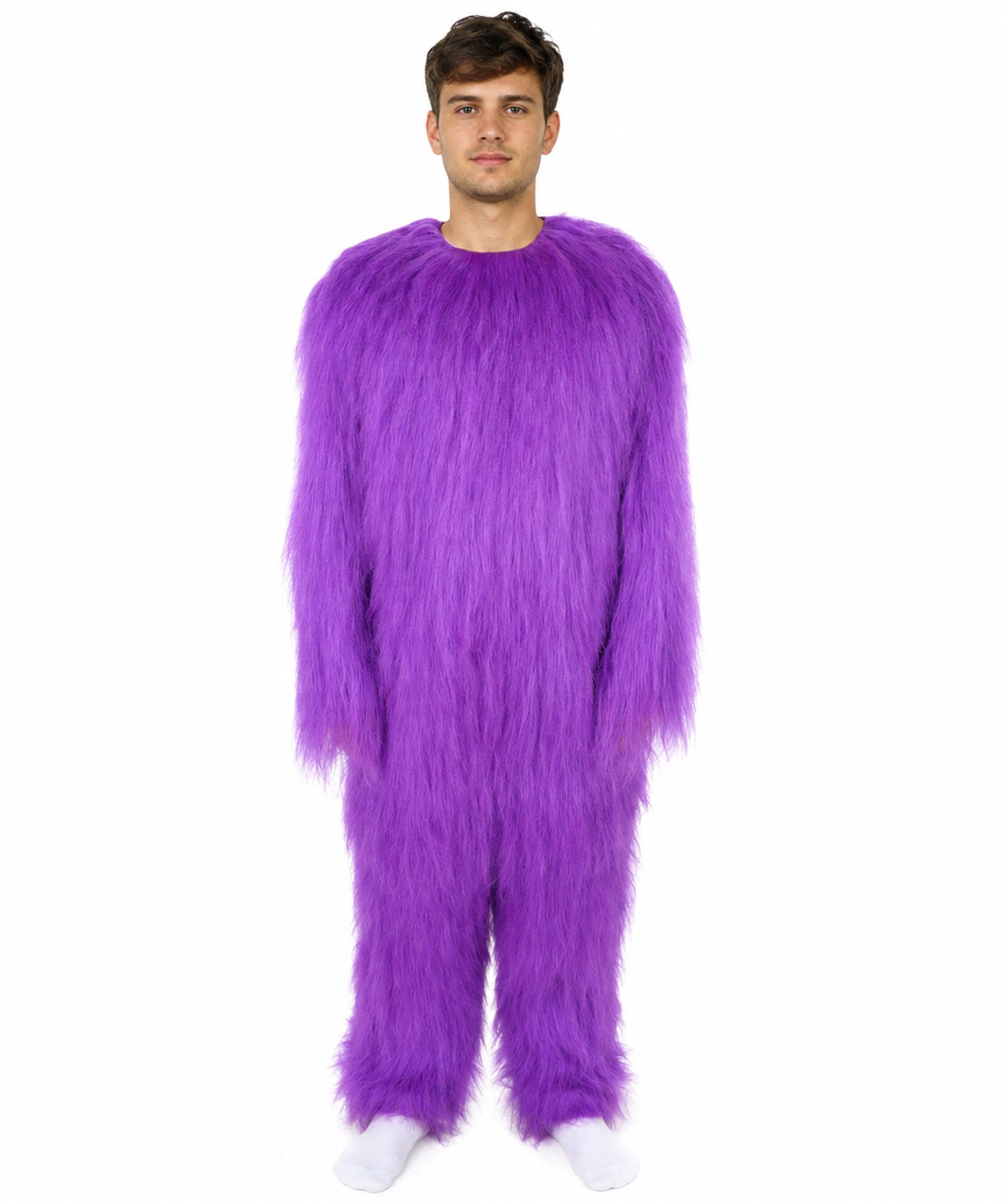 HPO Unisex Extreme Hairy Person Costume, Mask and Bundle - Full-Body Hair Suit Extra-Long Ash Brown Costume Wig for Halloween, Cosplay & Parties