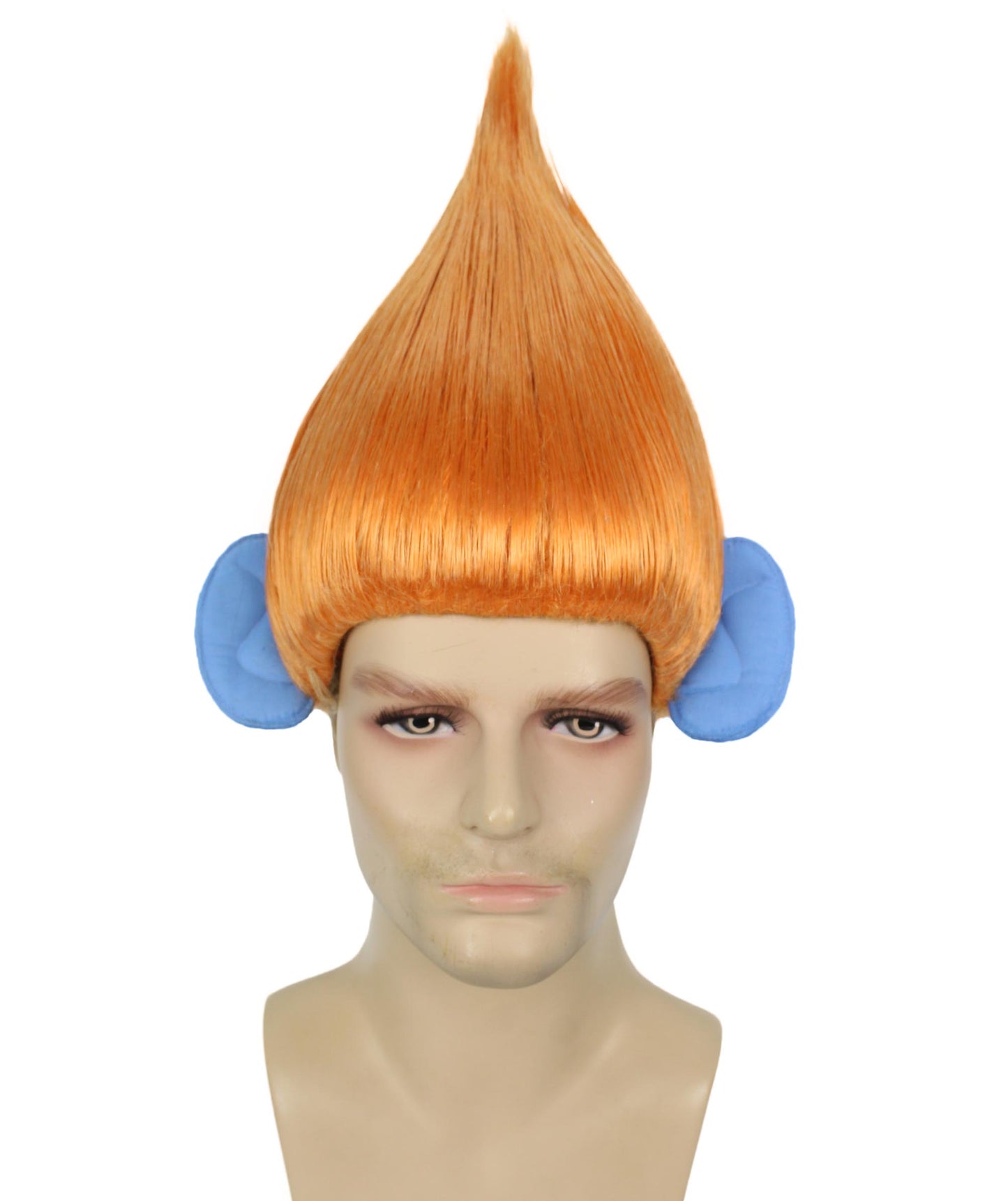 HPO Men's Pointy Diamond Guy Troll Wig with Blue Ears,Multiple Color,Flame-Retardant Synthetic Fiber