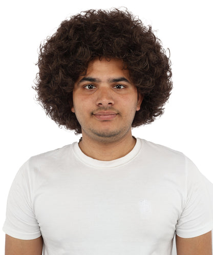 HPO Men's Soft Curly Afro Wig with Multiple Color Options | Flame-Retardant Synthetic Fiber | Perfect for Halloween, Cosplay and Themed Parties
