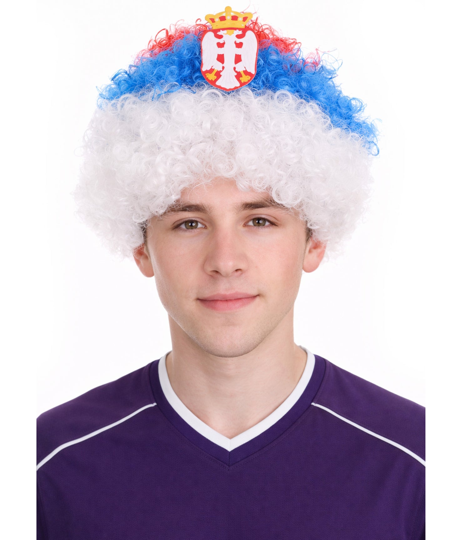 Serbia Flag Sport Afro Wig | Jumbo Sport Wig