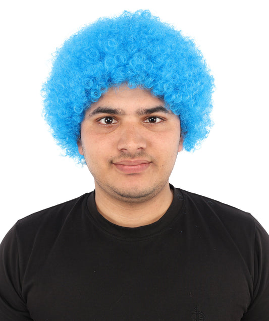 HPO Men's Afro Style Colorful Clown Wig | Multiple Color Options with Standard Cap | Ideal for Parties, Cosplay, and Themed Events